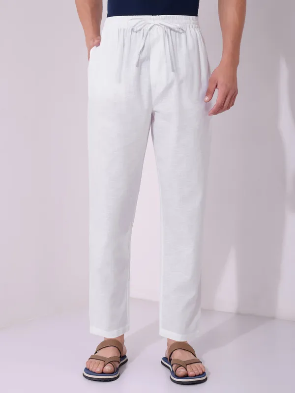 Men’s_Solid_White_Pure_Cotton_Pajama_|_Comfortable_Loungewear_&_Casual_Pants_with_Drawstring