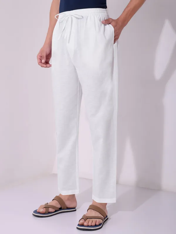 Men’s_Solid_White_Pure_Cotton_Pajama_|_Comfortable_Loungewear_&_Casual_Pants_with_Drawstring