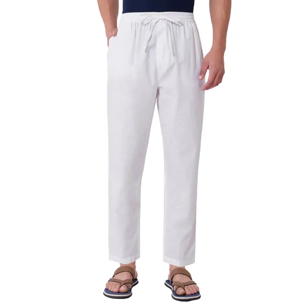Men’s_Solid_White_Pure_Cotton_Pajama_|_Comfortable_Loungewear_&_Casual_Pants_with_Drawstring