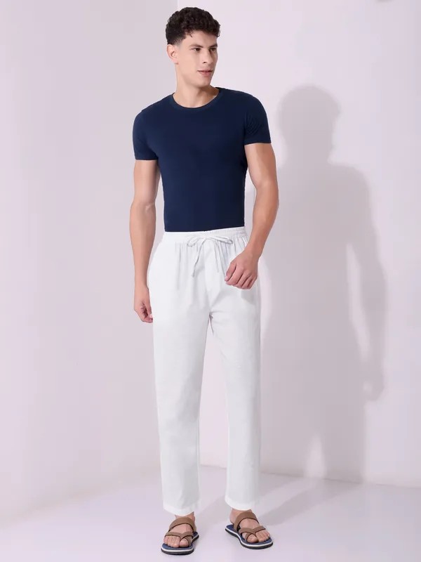 Men’s_Solid_White_Pure_Cotton_Pajama_|_Comfortable_Loungewear_&_Casual_Pants_with_Drawstring