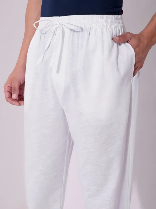 Men’s_Solid_White_Pure_Cotton_Pajama_|_Comfortable_Loungewear_&_Casual_Pants_with_Drawstring