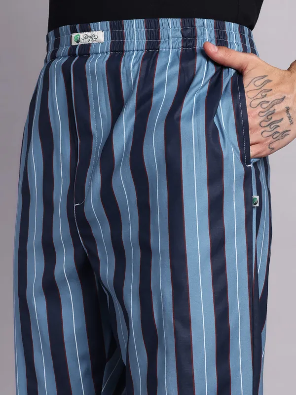 Men's_Striped_Pure_Cotton_Pajama_Pants,_Blue_and_Navy,_Elastic_Waist,_Ankle_Length