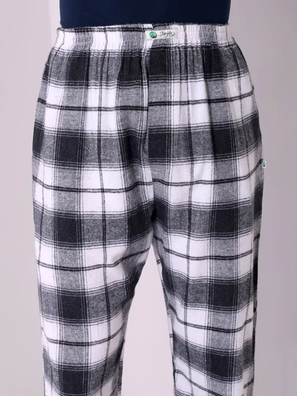 Minjar_Brushed_Pure_Cotton_Black_and_White__Check__Pajama_Pants_Elasticated_Waist_Band_with_Cross_Pocket