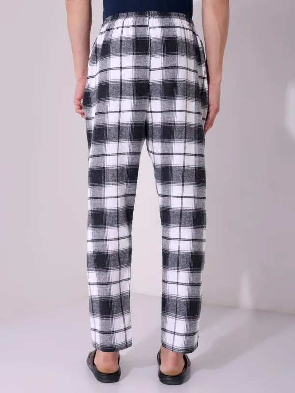 Minjar_Brushed_Pure_Cotton_Black_and_White__Check__Pajama_Pants_Elasticated_Waist_Band_with_Cross_Pocket