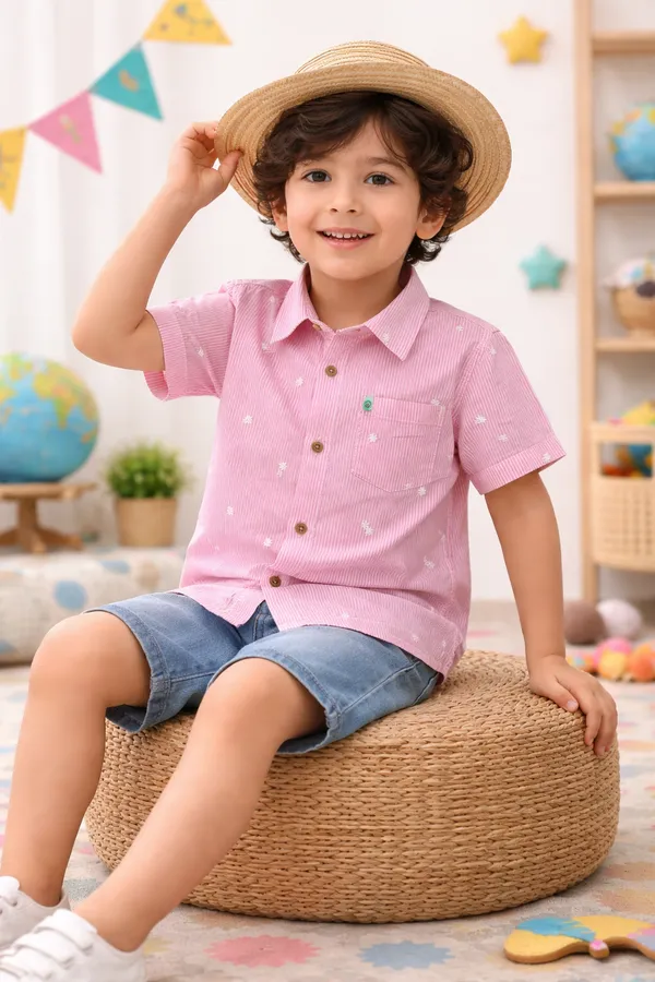 Minjar_Little_Explorer_Adventure_Shirt-Embroidered_Pink_Stripes