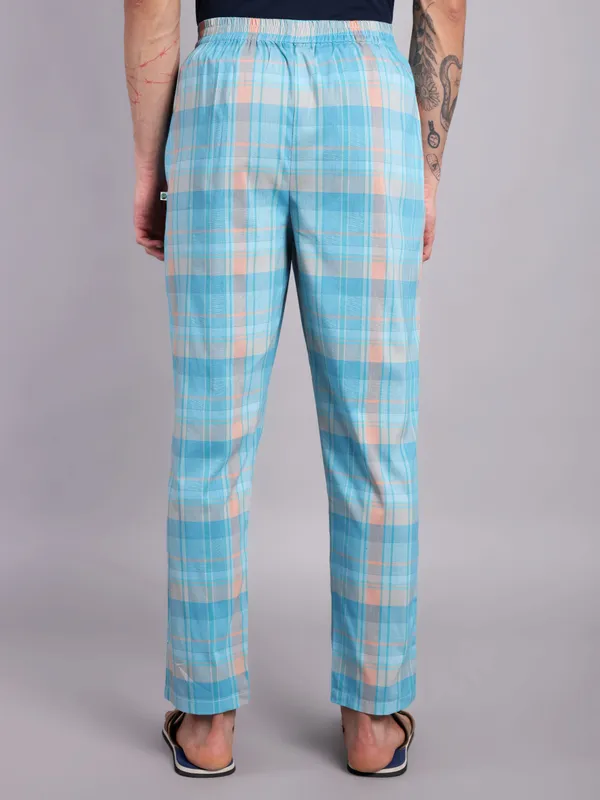 Minjar_Men's_Pure_Cotton_Plaid_Pajama,_Light_Blue_and_Peach,_Regular_Fit,_Elastic_Waist,_Casual_Sleepwear