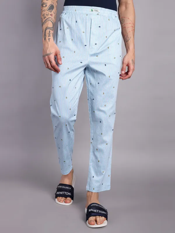 Minjar_Men's_Pure_Cotton_Striped_Floral_Print_Pajama,_Regular_Fit,_Elastic_Waist,_Light_Blue