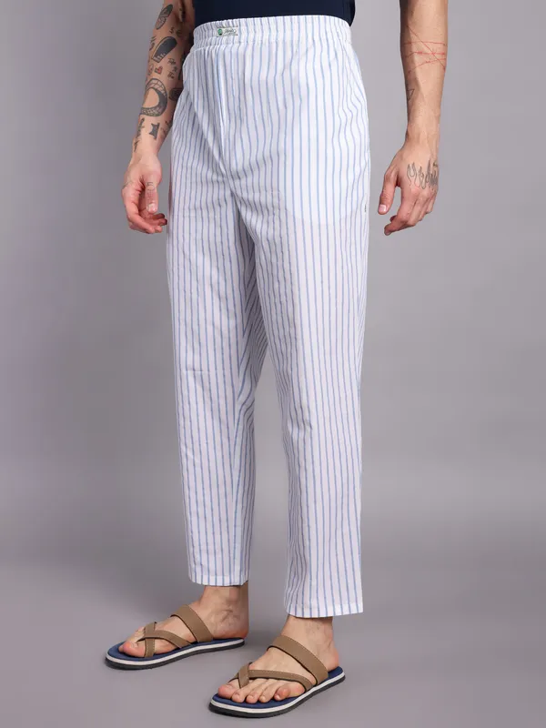 Minjar_Men's_Pure_Cotton_Striped_Pajama,_Regular_Fit,_Elastic_Waist,_White_and_Blue