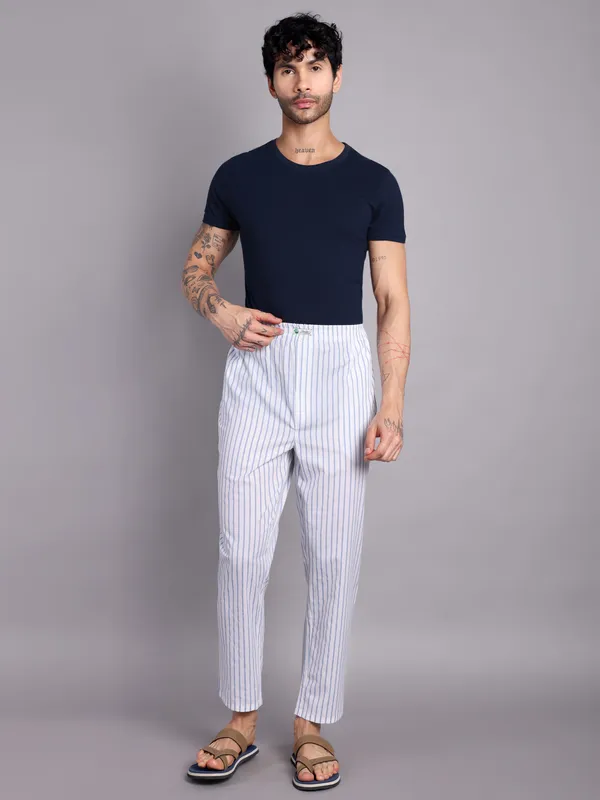 Minjar_Men's_Pure_Cotton_Striped_Pajama,_Regular_Fit,_Elastic_Waist,_White_and_Blue