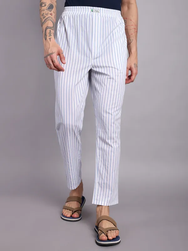 Minjar_Men's_Pure_Cotton_Striped_Pajama,_Regular_Fit,_Elastic_Waist,_White_and_Blue