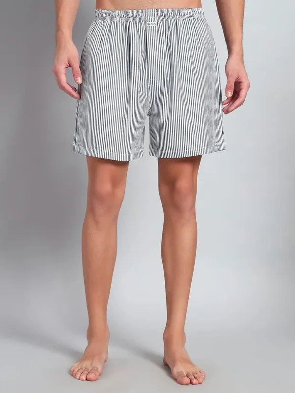 White_&_Black_Pure_Cotton_Stripe_Modern_Relaxed_Boxer_Shorts_For_Men