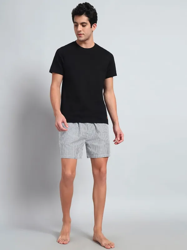 White_&_Black_Pure_Cotton_Stripe_Modern_Relaxed_Boxer_Shorts_For_Men