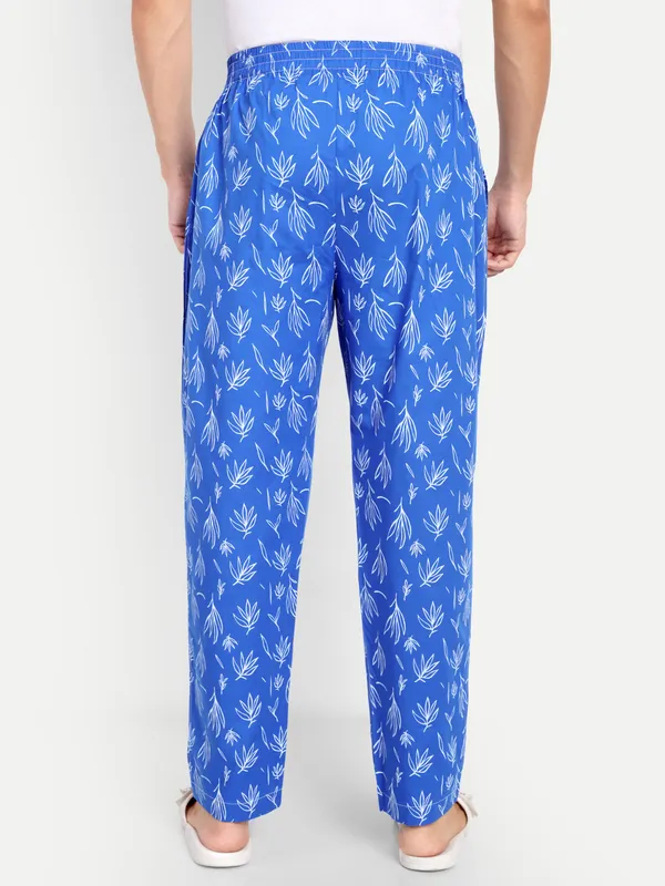 Blue_Leaf_Print_Pure_Cotton_Modern_Relaxed_Pajama_For_Men