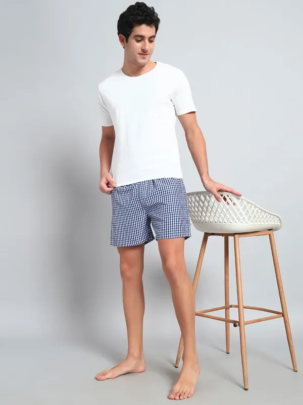 White_&_Blue_Small_Check_Modern_Relaxed_Boxer_Shorts_For_Men