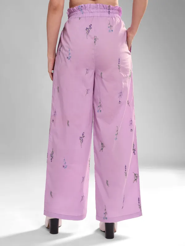 Women's_Floral_Embroidered_Pajama_Pants,_Lilac_Purple_Wide_Leg_Lounge_Wear_with_Elastic_Paperbag_Waist,_Drawstring_Closure