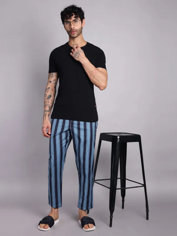 Men's_Striped_Pure_Cotton_Pajama_Pants,_Blue_and_Navy,_Elastic_Waist,_Ankle_Length