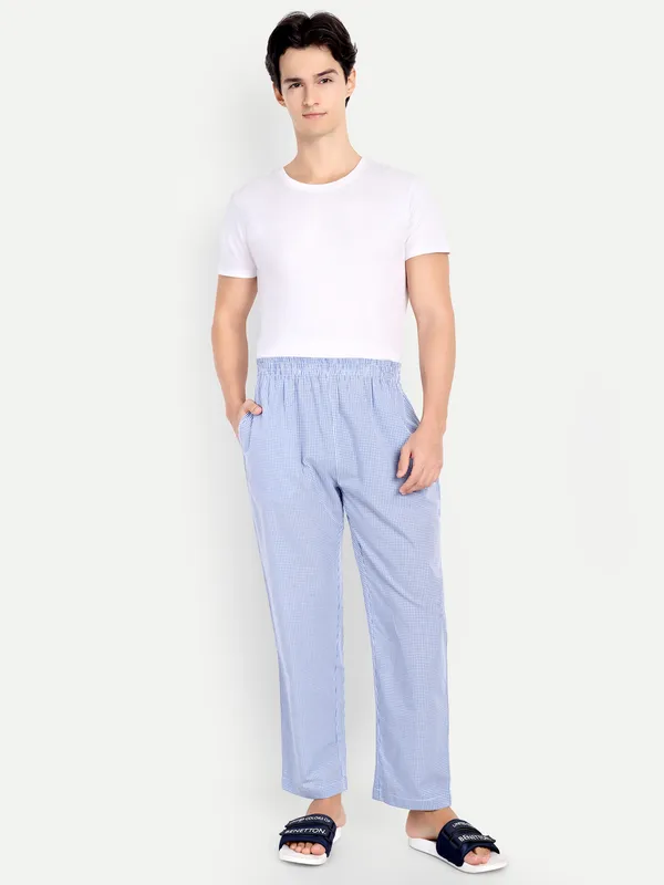 White_&_Blue_Ghimgham_Check_Mini_Pure_Cotton_Modern_Relaxed_Pajama_For_Men