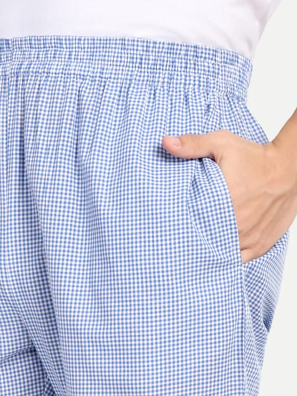 White_&_Blue_Ghimgham_Check_Mini_Pure_Cotton_Modern_Relaxed_Pajama_For_Men