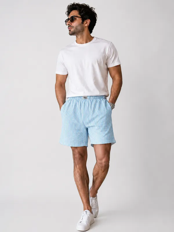 White_&_Mint_Striped_Modern_Relaxed_Boxer_Shorts_For_Men
