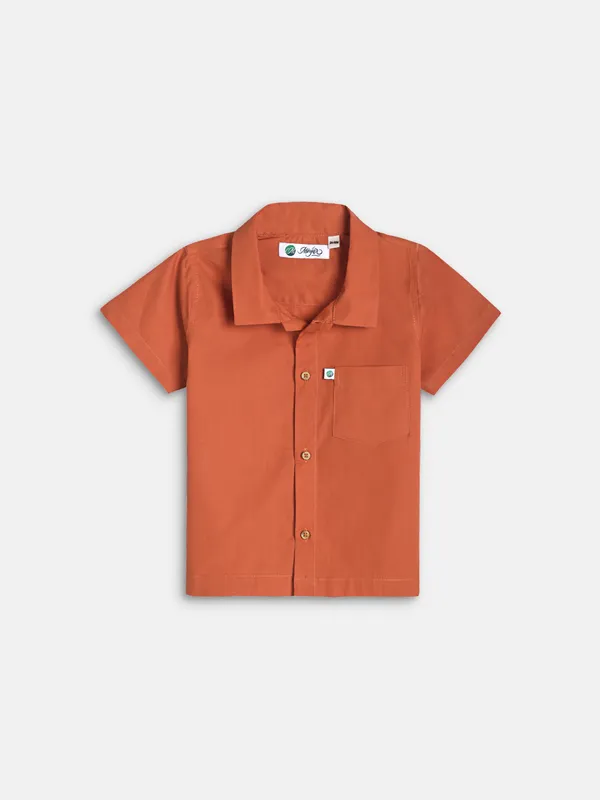 Minjar_Kids_Rust_Cotton_Shirt_(0–3_Years)_|_Soft_&_Breathable_Half_Sleeve_Shirt_|_Comfortable_Casual_Wear_for_Boys