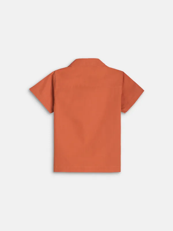 Minjar_Kids_Rust_Cotton_Shirt_(0–3_Years)_|_Soft_&_Breathable_Half_Sleeve_Shirt_|_Comfortable_Casual_Wear_for_Boys