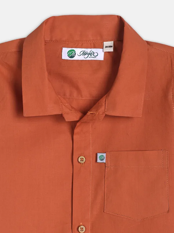 Minjar_Kids_Rust_Cotton_Shirt_(0–3_Years)_|_Soft_&_Breathable_Half_Sleeve_Shirt_|_Comfortable_Casual_Wear_for_Boys