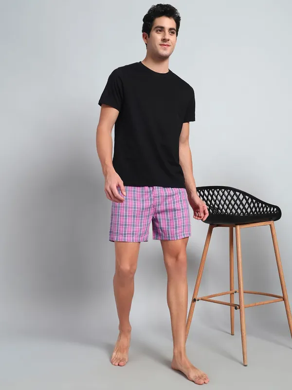 Peach_Pink_Blue_Check_Modern_Relaxed_Boxer_Shorts_For_Men