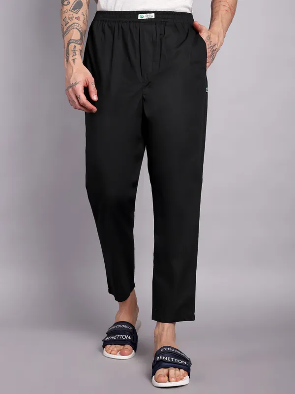 Men's_Pure_Cotton_Pajama_Pants,_Elastic_Waist,_Black,_Casual_Loungewear