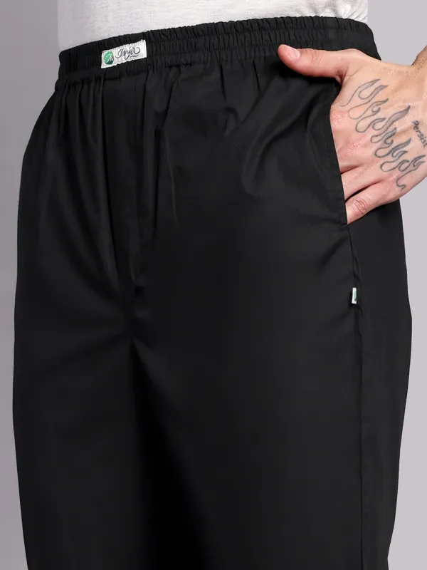 Men's_Pure_Cotton_Pajama_Pants,_Elastic_Waist,_Black,_Casual_Loungewear