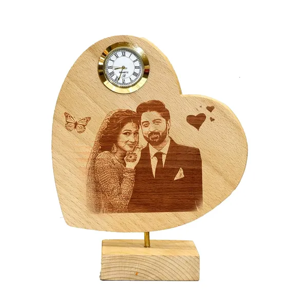 Brown_customizable_Wooden_Showpiece_Engraved_Photo_With_Clock_(6_X_6_In)