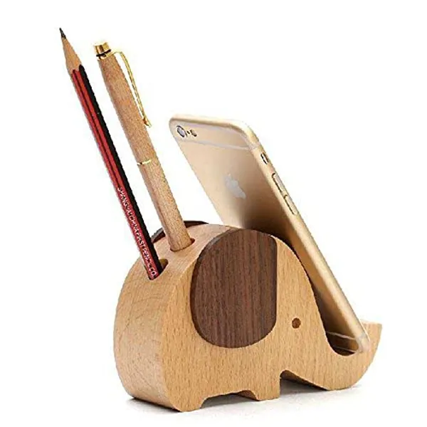 Brown_Non-Customizable_Wooden_Elephant_Shaped_Pen_Holder_&_Mobile_Display_Stand