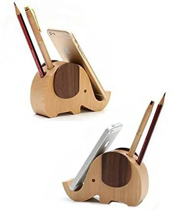Brown_Non-Customizable_Wooden_Elephant_Shaped_Pen_Holder_&_Mobile_Display_Stand