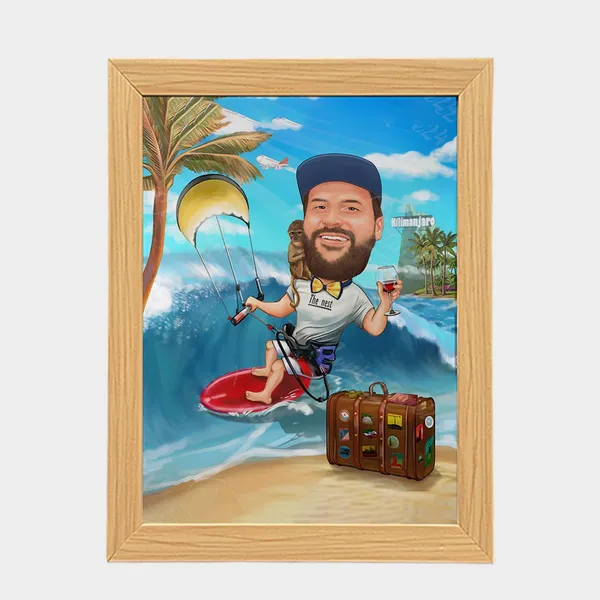 Multicolor_Wooden_Photo_Frame_Customizable_With_You_Caricature_Style_Photo_(Kilimanjaro)_(12X9_In)
