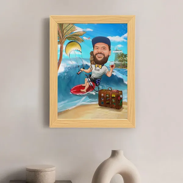 Multicolor_Wooden_Photo_Frame_Customizable_With_You_Caricature_Style_Photo_(Kilimanjaro)_(12X9_In)