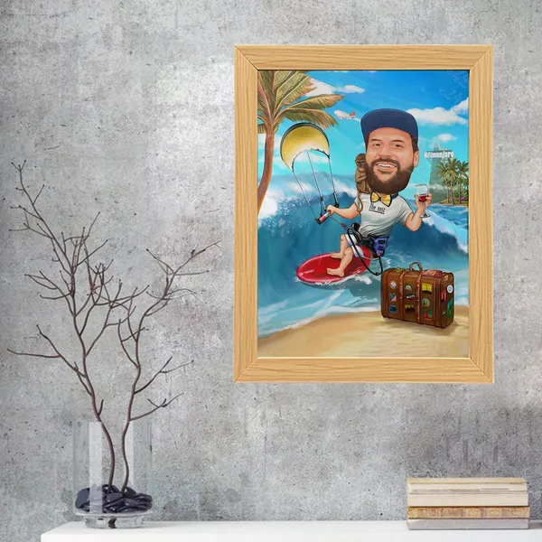Multicolor_Wooden_Photo_Frame_Customizable_With_You_Caricature_Style_Photo_(Kilimanjaro)_(12X9_In)