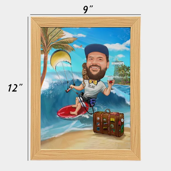 Multicolor_Wooden_Photo_Frame_Customizable_With_You_Caricature_Style_Photo_(Kilimanjaro)_(12X9_In)