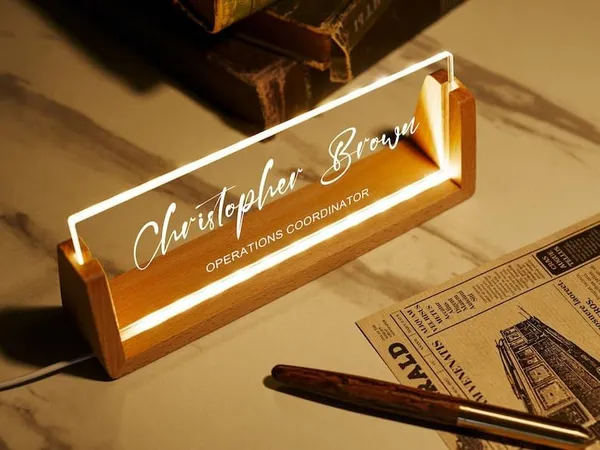 Brown_Customizable_Led_Desk_Name_Plate_With_Holder_For_Office