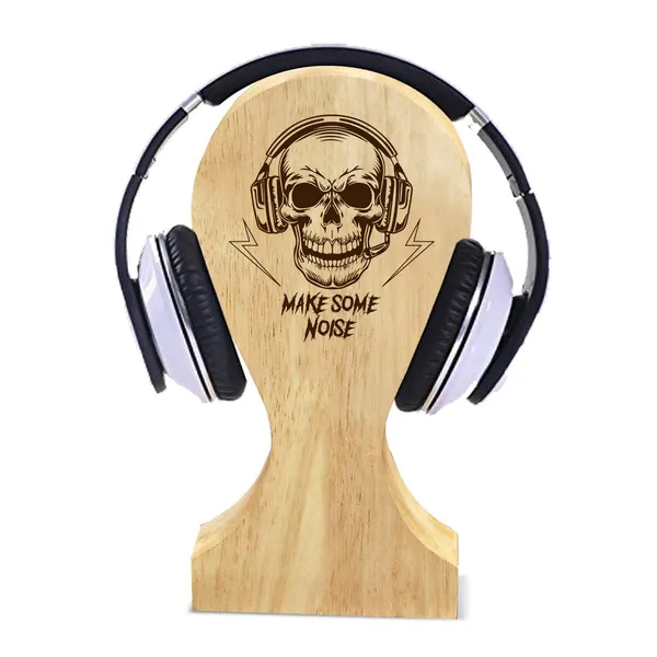 Brown_Non-Customizable_Wooden_Headphone_Stand_With_Skull_Desigm