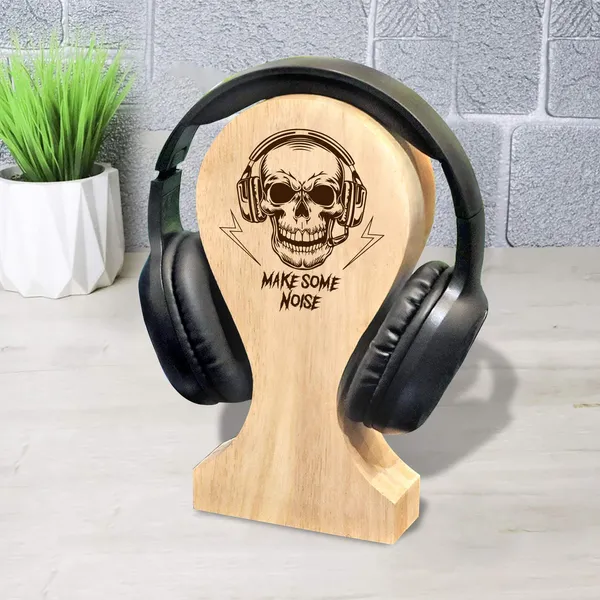 Brown_Non-Customizable_Wooden_Headphone_Stand_With_Skull_Desigm