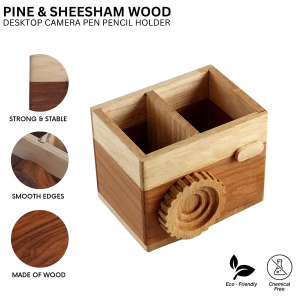 Brown_Non-Customizable_Wooden_Camera_Shape_Pen_Stand_For_Your_Office