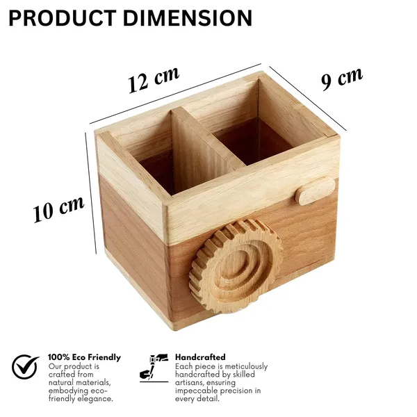 Brown_Non-Customizable_Wooden_Camera_Shape_Pen_Stand_For_Your_Office