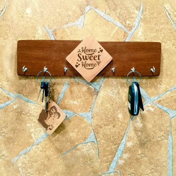 Brown_Non-Customizable_Home_Sweet_Home_Wooden_Key_Organizer_With_Multiple_Hooks_&_Durable_Material,_(Wall_Mounted)