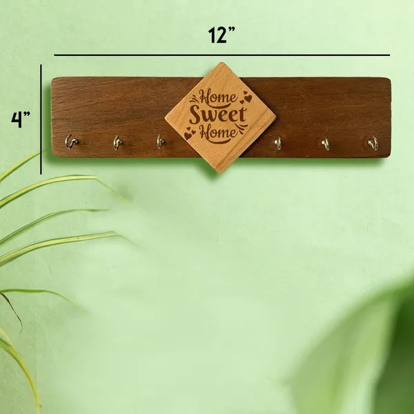 Brown_Non-Customizable_Home_Sweet_Home_Wooden_Key_Organizer_With_Multiple_Hooks_&_Durable_Material,_(Wall_Mounted)