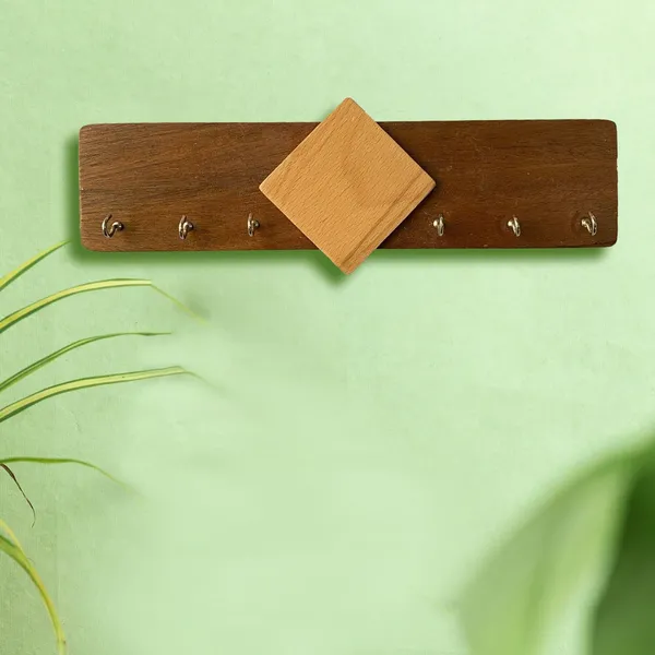Brown_Non-Customizable_Home_Sweet_Home_Wooden_Key_Organizer_With_Multiple_Hooks_&_Durable_Material,_(Wall_Mounted)