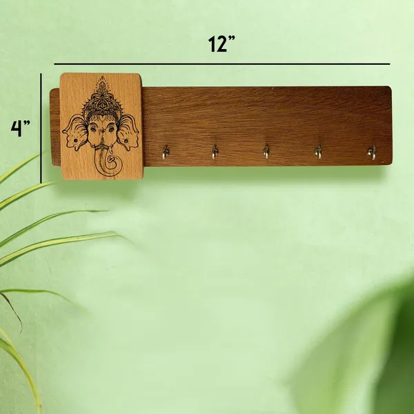 Brown_Non-Customizable_Ganesha_Engraved_Key_Holder_(Wall_Mounted)
