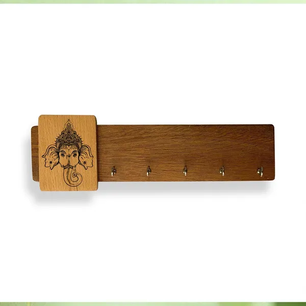 Brown_Non-Customizable_Ganesha_Engraved_Key_Holder_(Wall_Mounted)