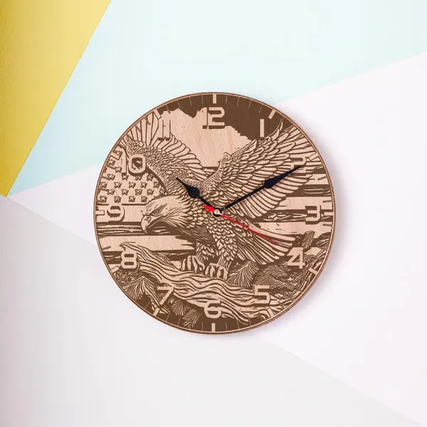 Brown_Non-Customizable_Eagle-Engraved_Pure_Wooden_Wall_Clock_(9_X_9_In)