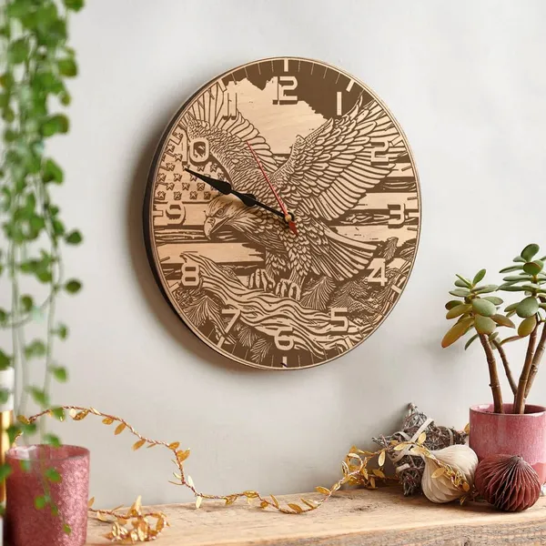 Brown_Non-Customizable_Eagle-Engraved_Pure_Wooden_Wall_Clock_(9_X_9_In)