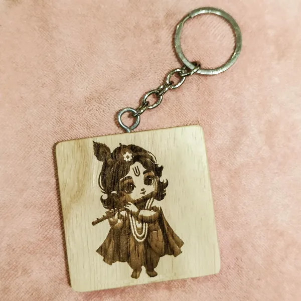 Brown_Non-Customizable_Wooden_Keychain_With_Lord_Krishna_Engraving