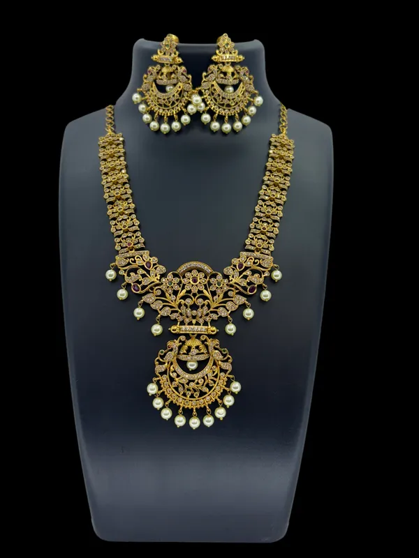 Regal_Antique_Finish_Bridal_Temple_AD_Necklace_Set_with_Pearl_Accents